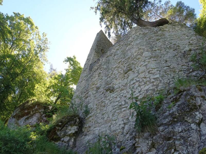 Blick auf Ruine Hohenerpfingen von unten herauf.