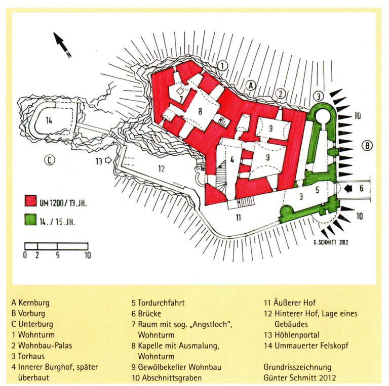 historischer Plan der Burg Straßberg (Günter Schmitt).