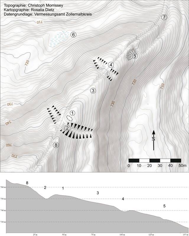 Plan der Burgstelle Roßwangen (Christoph Morrissey/Rosalia Dietz).
